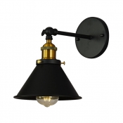 1 Bulb Conical Mini Wall Light Retro Style Steel LED Wall Sconce in Brass for Living Room
