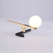 Globe Table Lamp Designers Style Opal Glass 1 Head Table Light in Brass for Coffee Shop