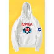 New Arrival Men's Fashion Chic Logo NASA Print Long Sleeve Relaxed Casual Hoodie