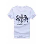 Men's Trendy Cross Wing Pattern Round Neck Short Sleeve Summer Graphic T-Shirt