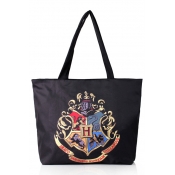 46*8*37cm Fashion Harry Potter Hogwarts University Badge Print Black Shopping Shoulder Bag