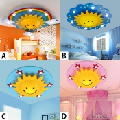 Multicolored Sun Flush Mount Decorative Plastic Multi Lights Lighting Fixture for Nursing Room