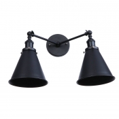 Coolie Wall Mount Fixture Industrial Concise Metal 2 Lights Wall Sconce in Black Finish