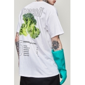 New Stylish Unique Broccoli Printed Summer Loose Fitted Graphic T-Shirt