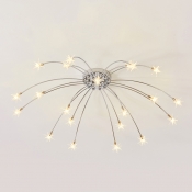 Glass Sparkling Star 15/21 Mini Light Ceiling Chandelier in Brushed Nickle