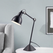 Black Adjustable Arm Desk Lighting Modernism Metallic Standing Desk Lamp for Study Room