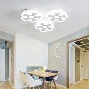 Nordic Style Flower Ceiling Lamp Metallic 3/7 Heads Lighting Fixture in White for Living Room