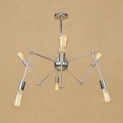 Industrial Abstract Chandelier with Multi Arm Adjustable Metal 6/8/10 Lights Hanging Lamp in Chrome