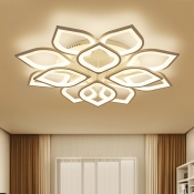 Multi Light Petal LED Ceiling Lamp Minimalist Acrylic Shade Decorative Semi Flush Mount Light in White