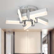 Windmill Semi Flushmount Modern Nordic Style Acrylic 5 Lights LED Ceiling Light in Neutral