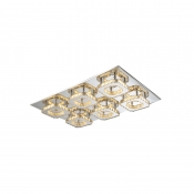 Crystal Semi Flush Light Fixture Contemporary Luxury Stainless LED Indoor Lighting Fixture in Amber
