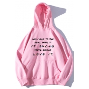 New Popular Letter WELCOME TO THE REAL WORLD Print Unisex Loose Relaxed Hoodie