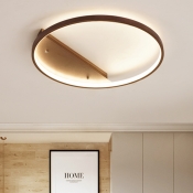 Modern Chic Circular Ceiling Light Metal LED Flush Light in Brown for Study Room Bedroom