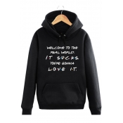 Popular Friends Letter WELCOME TO THE REAL WORLD Printed Warm Thick Pullover Hoodie