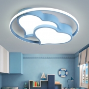 Acrylic Flush Light Fixture with Loving Heart Black/Blue/Pink LED Ceiling Light for Sitting Room