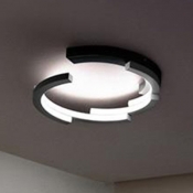 Nordic Style Arched LED Flushmount Metallic Ceiling Lamp in Black and White for Coffee Shop