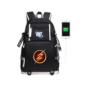 44*30*15cm Popular The Flash Logo Print Creative USB Charging Black Backpack