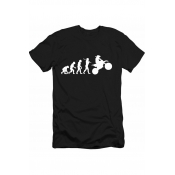 Funny Evolution Motorcross Print Basic Short Sleeve Cotton T-Shirt