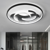 Black Border LED Flush Light with Ring Shade Simplicity Modern Metal Ceiling Lamp for Bedroom