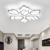 2 Tiers LED Ceiling Fixture with Tulip Shape Modern Acrylic Multi Light Semi Flushmount in White