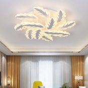 Leaves Design 2 Tiers Lighting Fixture Modernism Acrylic Home Decor LED Semi Flush Light Fixture