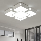 White Quadrate Flushmount with Acrylic Shade Modern Design LED Lighting Fixture for Hotel Hall
