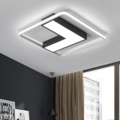 Black V Shape Flush Mount with Square Silicon Gel Frame Contemporary LED Ceiling Lamp