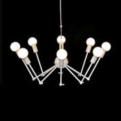 Retro Style Spider Hanging Lamp Adjustable Iron 8 Heads Chandelier Light in White