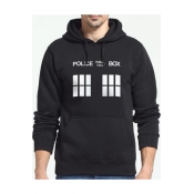 Street Style Letter POLICE BOX Graphic Printed Sport Casual Hoodie