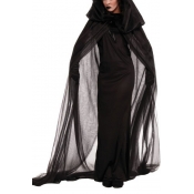 Cosplay Halloween Series Plain Slim Maxi Dress with Tunic Hooded Cape Co-ords
