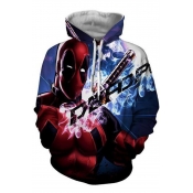 New Trendy 3D Printed Cosplay Style Loose Fit Relaxed Blue Hoodie