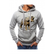 Triceratops Dragon Printed Mens Casual Fitted Pullover Hoodie