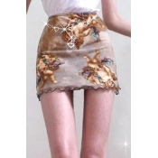 Fashion Angel Baby Printed Mini Sexy Bodycon Brown Skirt