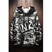 Mens Street Cool Letter NR Classic Camo Printed Long Sleeve Casual Hoodie
