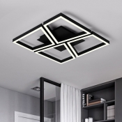 Energy Saving Geometric Square Room Lights Nordic Style Metallic LED Flush Mount in Black/White