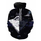 Star Wars Air Ship 3D Print New Stylish Long Sleeve Loose Fit Black Drawstring Hoodie