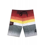 Summer Fast Drying Striped Patchwork Casual Loose Male Beach Swimwear Shorts