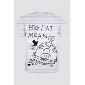 Letter BIG FAT MEANIE Funny Hand Painting Short Sleeve White T-Shirt