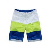 Classic Summer Colorblock Drawstring-Waist Beach Shorts Swim Trunks with Mesh Liner