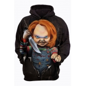 Bride of Chucky Classic Film Figure Printed Long Sleeve Relaxed Fit Grey Hoodie