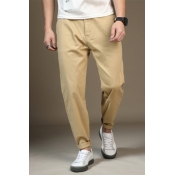 Summer Hot Fashion Simple Basic Plain Relaxed Fit Cotton Tapered Trousers for Men