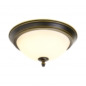 White Glass Bowl Ceiling Light 1 Light Industrial Rustic Flush Mount for Bedroom