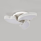 Modern White LED Ceiling Lamp with Petal Design and Clear Crystal Acrylic Flush Light for Hallway