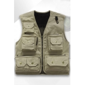 Mens Outdoor Fashion Multi-Pocket Photographer Vest Casual Fishing Mesh Jacket Vest