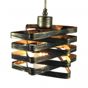 Vintage Square Ceiling Hanging Metal Single Light Gold/Rust LED Pendent Light with 39