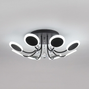Black Bedroom Light Fixture with Clear Crystal Acrylic Traditional LED Semi Flush Mount Lighting