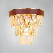 Brown Wall Sconce Dining Room 4 Lights Modern Wall Light Fixture with Clear Crystal