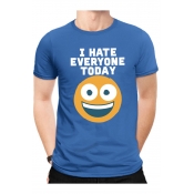 Creative Smile Face Letter I HATE EVERYONE TODAY Mens Cotton Basic T-Shirt