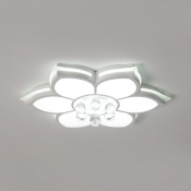 Living Room LED Flush Light Acrylic Modern White Flush Ceiling Light with Clear Crystal Ball