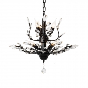 Metal Hanging Light Fixtures with Clear Crystal Decoration 7/8 Lights Vintage Adjustable Chandelier in Black/Gold